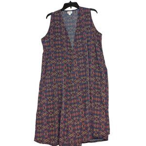 NWT LulaRoe Joy Duster Long Vest, Silky ,Size M Multicolored Geometric Print